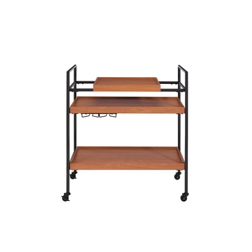 Whether youâ€™re brining a bit of contemporary appeal to your well-decorated area or complementing a chic aesthetic with a touch of modern appeal, this Oaken serving cart will be a visually appealing addition to your space. Featuring three wooden adjustab