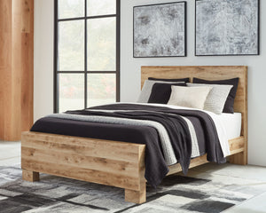 Inspired by natural beauty, refined to perfection. This queen panel bed brings cozy outdoor vibes to your bedroom with its warm and inviting golden rustic finish. Simple and streamlined, this piece adds a subtle touch of authentic style to your space. <h4