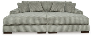 Plush and posh. Showcase your eye for on-trend texture with the statement-making cord upholstery of this double-chaise sectional. Its stunningly soft fabric entices in a warm neutral hue, complementing contemporary color palettes. Sink into the cushions a