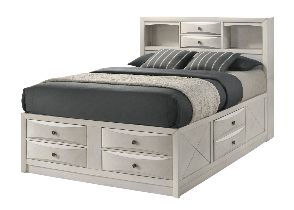 Optimize your bedroom with this innovative and stylish furniture collection, designed to blend modern functionality with sleek aesthetics. The centerpiece boasts a sophisticated headboard featuring built-in shelving and storage compartments, perfect for s