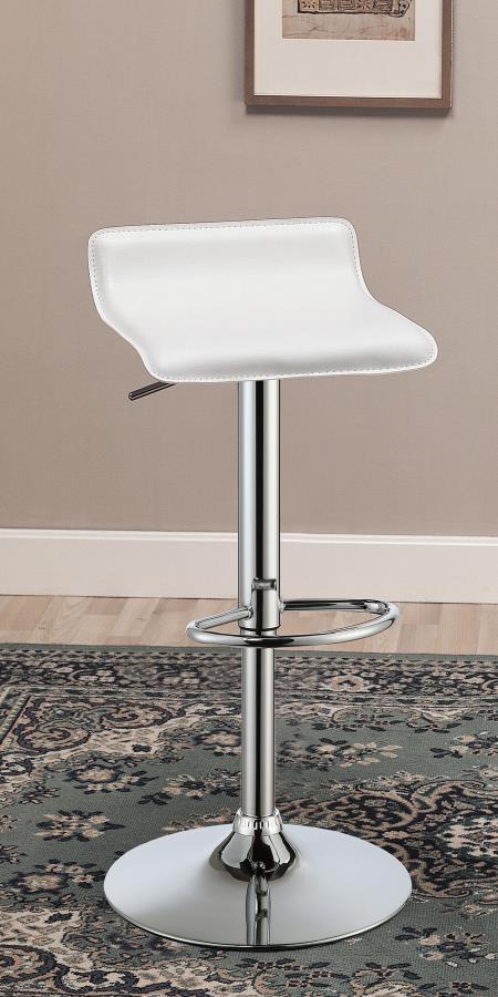 Gorgeously modern, this adjustable barstool is a sleek upgrade. Beautiful at a kitchen island or home bar, the stool is height adjustable to suit bar and counter height surfaces. Minimalist seat features appealing curves with just the barest hint of a bac