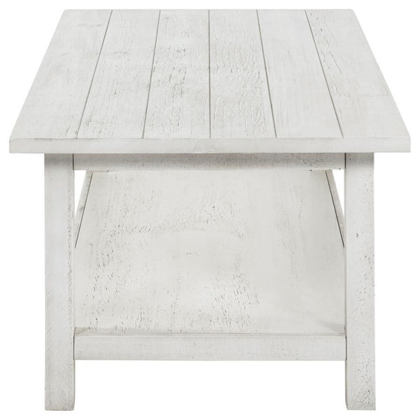 Payne - Wood Coffee Table With Shelf - White