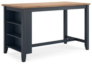 Complement your homeâ€™s simply relaxed sensibility with this counter height dining table. A dark blue hue offers a chic contrast to the natural wood tone, for a casual look that vibes with a variety of aesthetics. Built-in storage shelves keep kitchen an