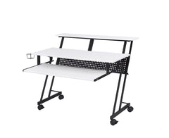 Perfectly fit for every workspace, this Suitor Music Recording Studio Desk offers style without sacrificing function. The shelves are intended to make your working space neat and organized and also keep the monitor at an eye-level for comfortable viewing.