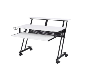 Perfectly fit for every workspace, this Suitor Music Recording Studio Desk offers style without sacrificing function. The shelves are intended to make your working space neat and organized and also keep the monitor at an eye-level for comfortable viewing.