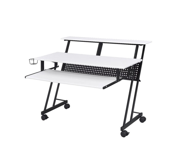 Perfectly fit for every workspace, this Suitor Music Recording Studio Desk offers style without sacrificing function. The shelves are intended to make your working space neat and organized and also keep the monitor at an eye-level for comfortable viewing.