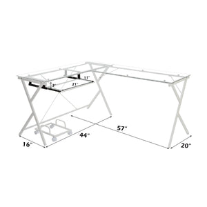 Dazenus - Desk - Clear Glass & White Finish