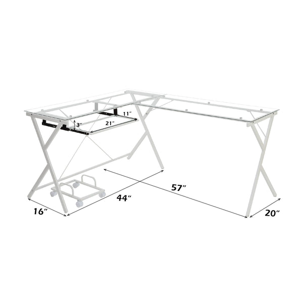 Dazenus - Desk - Clear Glass & White Finish