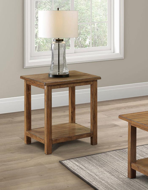  this end table enhances your living room with cozy style. Built from pine wood and reinforced with engineered wood