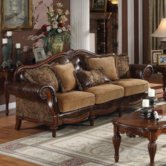 The Dreena traditional sofa collection features decorative molding trim, its complemented by comfortable seating made with faux leather and chenille fabric. This collection is perfectly suitable for any living room environment.<br/><br/><b>Product Feature
