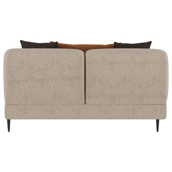 Jade - Chenille Upholstered Sculpted Track Arm Loveseat - Latte