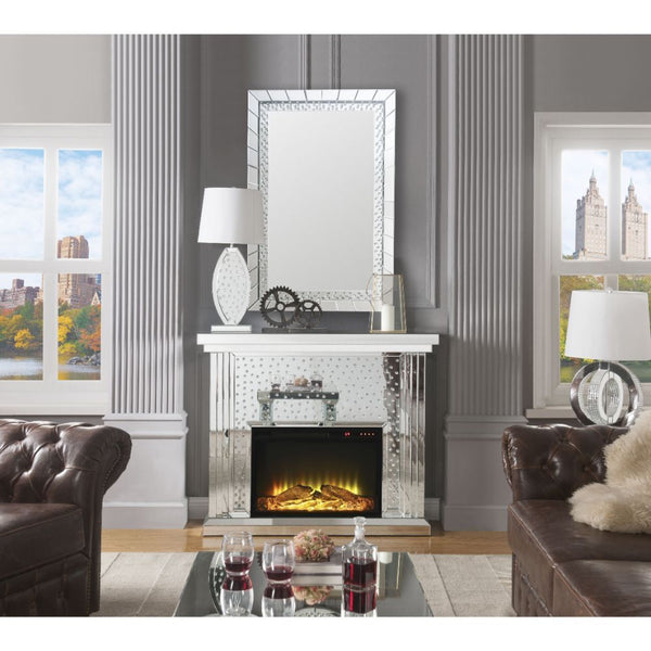  Rectangular Fireplace Beveled Mirrored Finish
