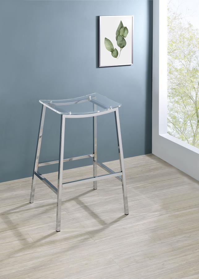 Updated to reflect the carefree contemporary style you crave, this set of two bar stools uses modern materials and finishes to bring a crisp look. Perfect for casual seating at a bar table or counter, these stools are lightweight yet sturdy. Gleaming chro