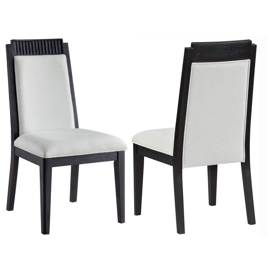 An energized style lifts the attitude in your living environment with a dining side chair adding a focal point. Your modern or transitional dining spaces transform with edgy color and finish contrasts in a chair set offering ultra-clean style and a bit of