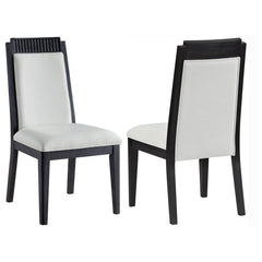 An energized style lifts the attitude in your living environment with a dining side chair adding a focal point. Your modern or transitional dining spaces transform with edgy color and finish contrasts in a chair set offering ultra-clean style and a bit of