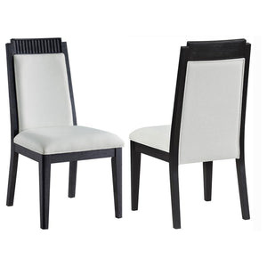 An energized style lifts the attitude in your living environment with a dining side chair adding a focal point. Your modern or transitional dining spaces transform with edgy color and finish contrasts in a chair set offering ultra-clean style and a bit of