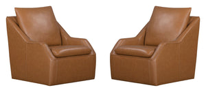 The Asher accent chair features a 360-degree swivel for ease of motion and a modern low-profile design. The comfortable, attached pillowtop seat has subtle welting and stitching, and the back cushion is removable, making cleaning a breeze. The Asher accen