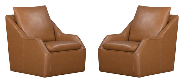 The Asher accent chair features a 360-degree swivel for ease of motion and a modern low-profile design. The comfortable, attached pillowtop seat has subtle welting and stitching, and the back cushion is removable, making cleaning a breeze. The Asher accen