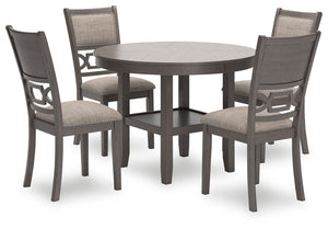 Canâ€™t decide between classic and contemporary? Embrace the beauty of transitional style with this casually sophisticated dining table and chairs. The clean-lined profile and modern light gray finish merge with textured upholstery to create a timeless ye