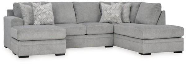Donâ€™t be limited by a lack of space. This sectional makes family movie nights and get-togethers with friends all the more cozy. With its double-chaise configuration, everyone has a spot to lounge. A trendy gray hue offers the contemporary style you crav