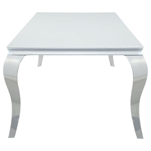 Carone - Rectangular Glass Top Dining Table - White And Chrome - Metal And Glass