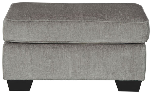  this ottoman in richly neutral alloy is