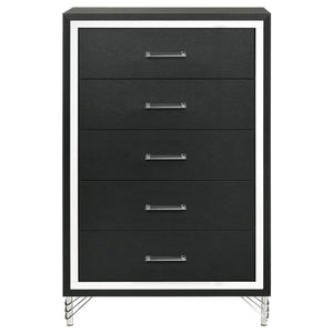  offering plenty of storage with five roomy drawers that host everything from clothing and accessories to linens a