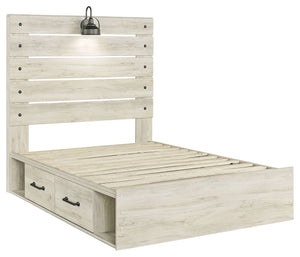 Cambeck - Whitewash - Full Panel Bed with 4 Storage Drawers