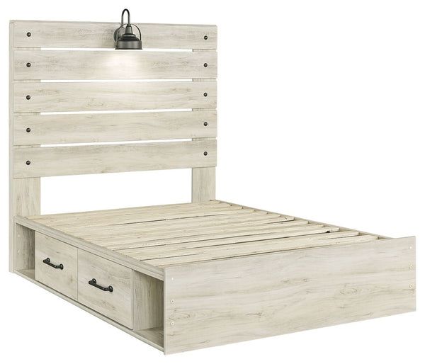 Cambeck - Whitewash - Full Panel Bed with 4 Storage Drawers