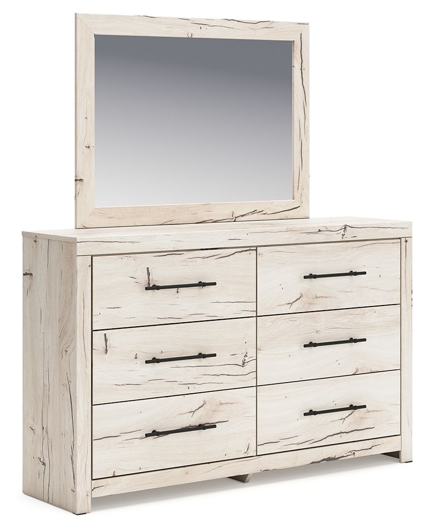 A fresh take on country living, this dresser and mirror set strikes the perfect balance between farmhouse and contemporary. Its rustic white finish and replicated reclaimed oak grain merge effortlessly with the clean-lined look we love today. Spacious dra