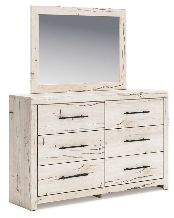 A fresh take on country living, this dresser and mirror set strikes the perfect balance between farmhouse and contemporary. Its rustic white finish and replicated reclaimed oak grain merge effortlessly with the clean-lined look we love today. Spacious dra