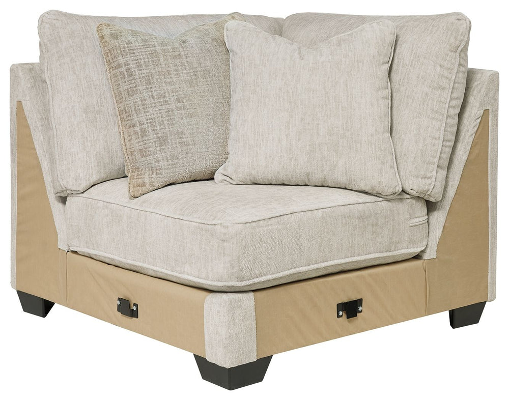 This wedge is made with polyester upholstery. Pairs with other items in the series to make a sectional.<br><br><b>Additional Dimensions</b><br><ul><li>24-" Toss Pillow: 0-"</li><li>Leg height: 3-"</li><li>Minimum width of doorway for delivery: 32-"</li><l