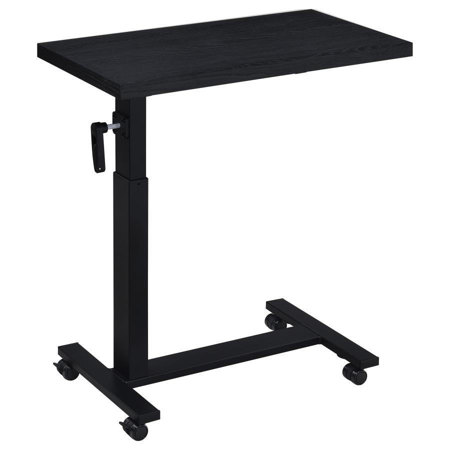 Transform your bedroom into a functional retreat with this height-adjustable C-table, designed specifically for use while reclining in bed. The 28-inch wide wood-inspired top offers ample space for working, dining, or reading. Featuring a smooth hand-cran