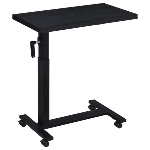 Transform your bedroom into a functional retreat with this height-adjustable C-table, designed specifically for use while reclining in bed. The 28-inch wide wood-inspired top offers ample space for working, dining, or reading. Featuring a smooth hand-cran