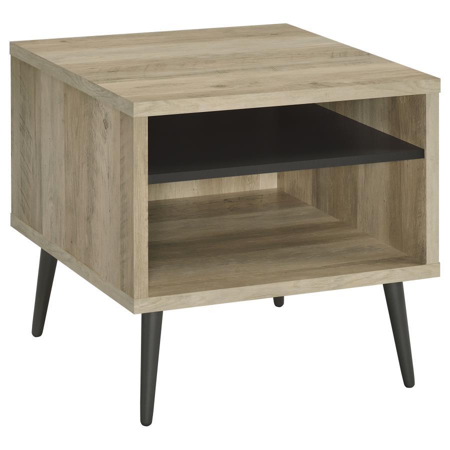 All the best elements of a retro design motif go modern in your updated living space. This wood end table fits beautifully in an easy-living family room or living room, or even as a casual bedroom nightstand. A square silhouette is tasteful and unusual, c