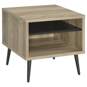 All the best elements of a retro design motif go modern in your updated living space. This wood end table fits beautifully in an easy-living family room or living room, or even as a casual bedroom nightstand. A square silhouette is tasteful and unusual, c