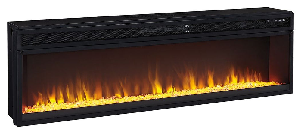 Add a touch of warmth and create beautiful ambiance for your TV viewing pleasure with this wide fireplace insert. Available as an addition on select TV stands and entertainment centers, this insert can easily replace a lower shelf in your entertainment ce