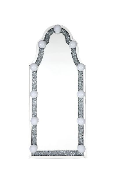Accent Floor Mirror Hollywood Mirror Bulbs Not Included Beveled Mirrored Frame Trim: Faux Diamond Inlay & Clear Glass<br/><br/><b>Product Features</b><ul><li>Accent Floor Mirrorâ€§ Hollywood Mirrorâ€§ Bulbs Not Includedâ€§ Beveled Mirrored Frameâ€§ Trim: 