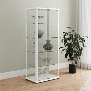  the cabinet features rounded corners and a neutral finis