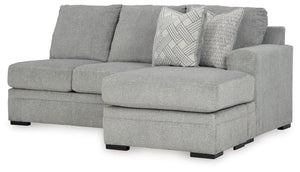 This right-arm facing sofa chaise is made with polyester upholstery. Pairs with other items in the series to make a sectional.<br><br><b>Additional Dimensions</b><br><ul><li>Arm height: 28-"</li><li>Seat depth: 45-"</li><li>Seat height: 22-"</li><li>Top o