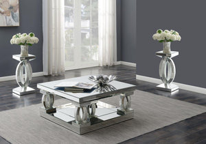 Amalia - 3 Piece Mirrored Coffee And End Table Set - Silver
