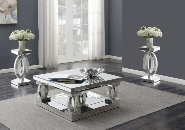 Amalia - 3 Piece Mirrored Coffee And End Table Set - Silver