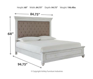 Kanwyn - Whitewash - California King Panel Upholstered Bed