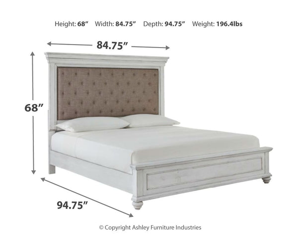 Kanwyn - Whitewash - California King Panel Upholstered Bed