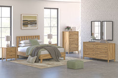 Bermacy - Light Brown - 4 Pc. - Dresser, Chest, Full Platform Panel Bed