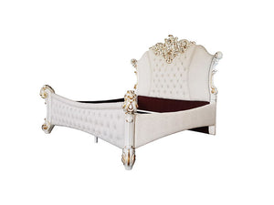 Vendom - California King Bed - Two Tone Ivory Fabric & Antique Pearl Finish