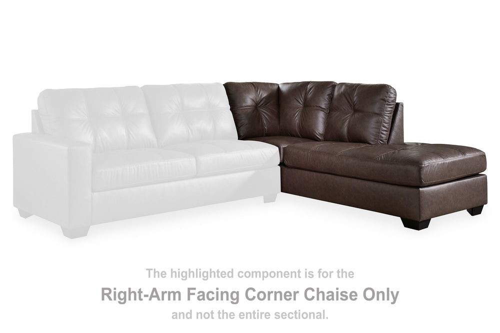 This right-arm facing corner chaise is made with faux leather upholstery. Pairs with other items in the series to make a sectional.<br><br><b>Additional Dimensions</b><br><ul><li>Seat depth: 73-"</li><li>Seat height: 20-"</li><li>Top of cushion to top of 