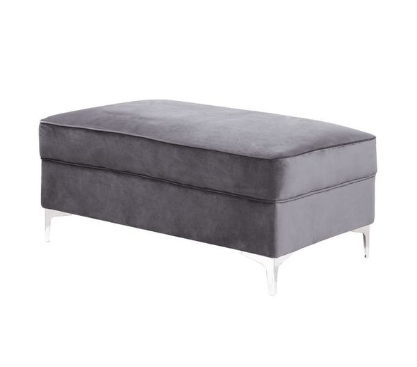 The Bovasis sofa and ottoman are ideal for smaller spaces. In a contemporary design featuring nailhead trim and sturdy metal legs. The beautiful velvet upholstery is soft to the touch and the button tufting adds dimension to the sofa. Pair it with the mat