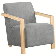 Put an inviting spin on a contemporary seating group with this modern accent armchair. Designed to stand out, it features soft, dimensional upholstery over plush foam cushions to create a smooth, sophisticated presentation. The chair boasts a smooth back 