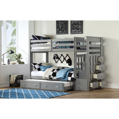 The Allentown Collection was designed to save space, this twin over twin bunk bed is a perfect solution for your children-'s bedroom. The piece features a bright white finish and offers durability as well as a clean style. The full-length guard rails prov